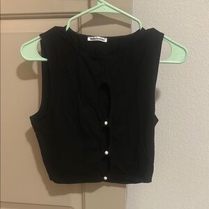 Reformation Black Sleeveless Crop Tank Top